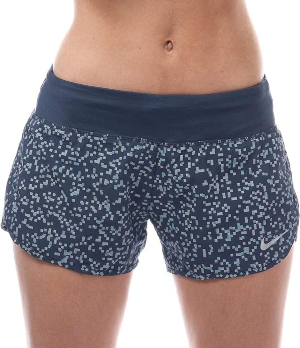Nike Dri-FIT Running Shorts WMNS XS Blue Print Lined Stretch Athletic Training